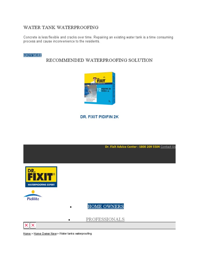 Water Tank Waterproofing | PDF | Concrete | Mortar (Masonry)