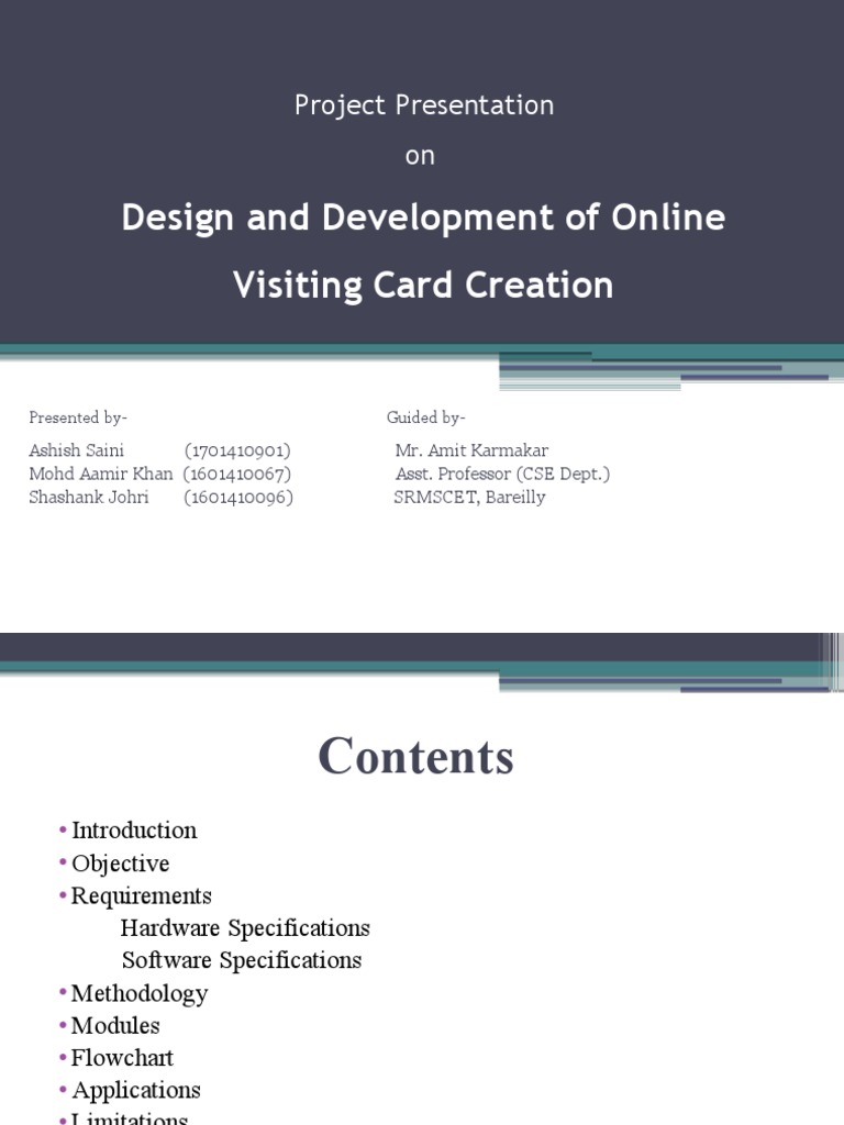Online Visiting Card Creation Project | PDF | Microsoft Visual Studio ...