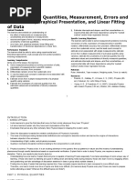 Units, Physical Quantities, Measurement, Errors and Uncertainties, Graphical Presentation, and Linear Fitting of Data