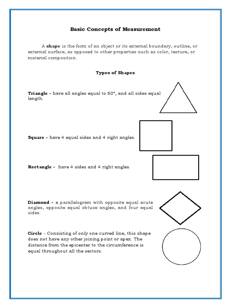 Overview of Measurement Concepts | PDF | Weighing Scale | Shape