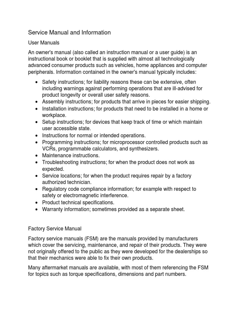 Service Manual and Information | PDF | Electronics | Computing