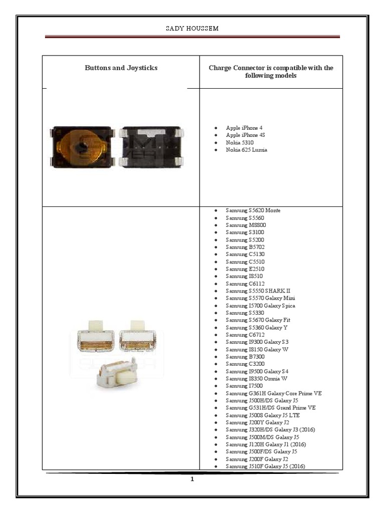 Compatible Device List Mobile Phone Charging Connector PDF