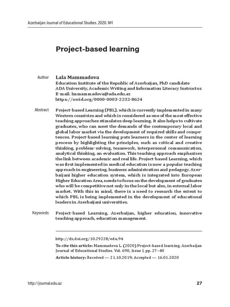 Project-Based Learning | PDF | Project Based Learning | Communication