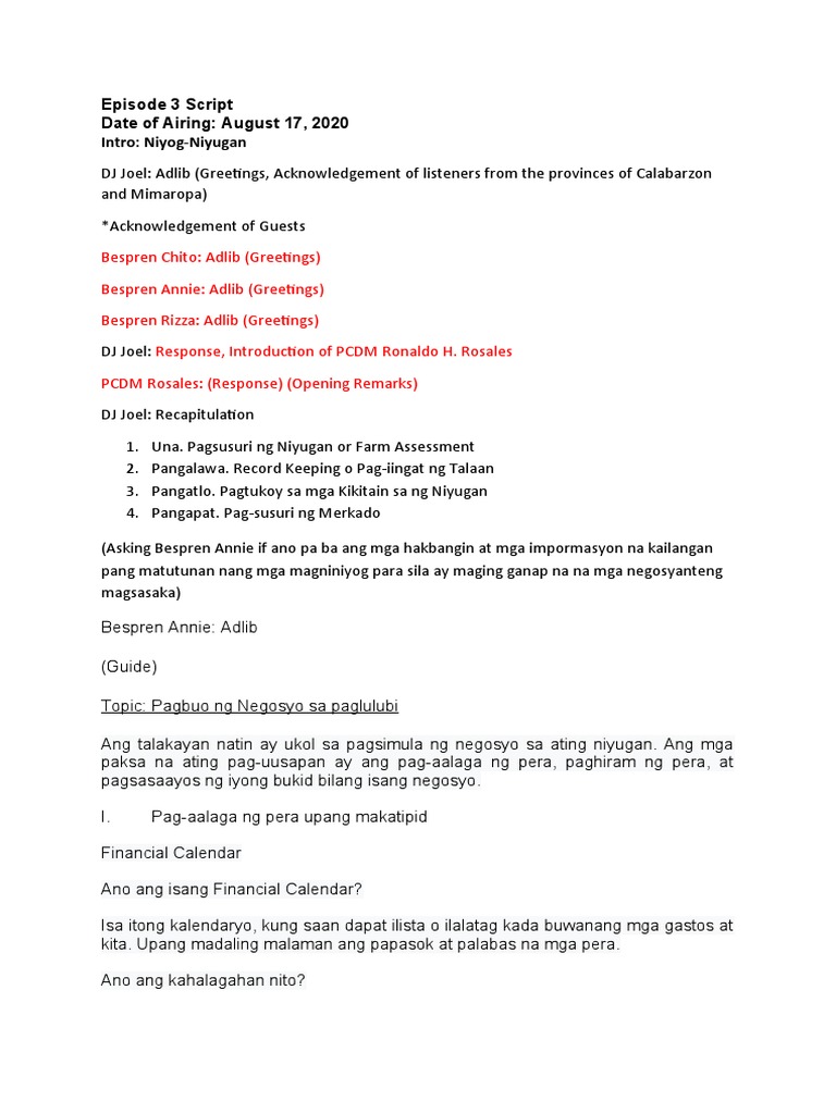 Episode 3 Script Draft | PDF