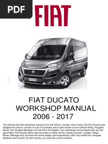 Fiat Ducato Workshop Manual 2.2L and 3.0L HDi 2006 To 2017