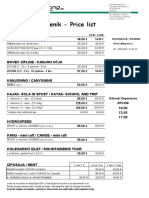 Cenik - Price List: Rafting