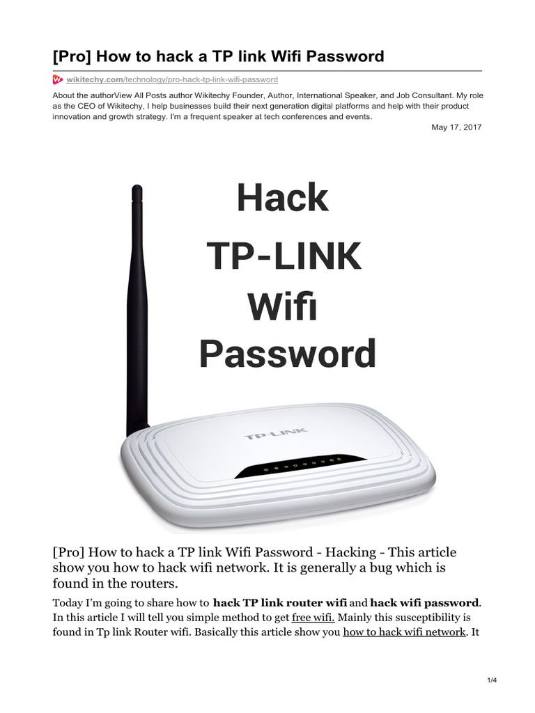 Pro How To Hack A Tp Link Wifi Password Wi Fi Cryptography