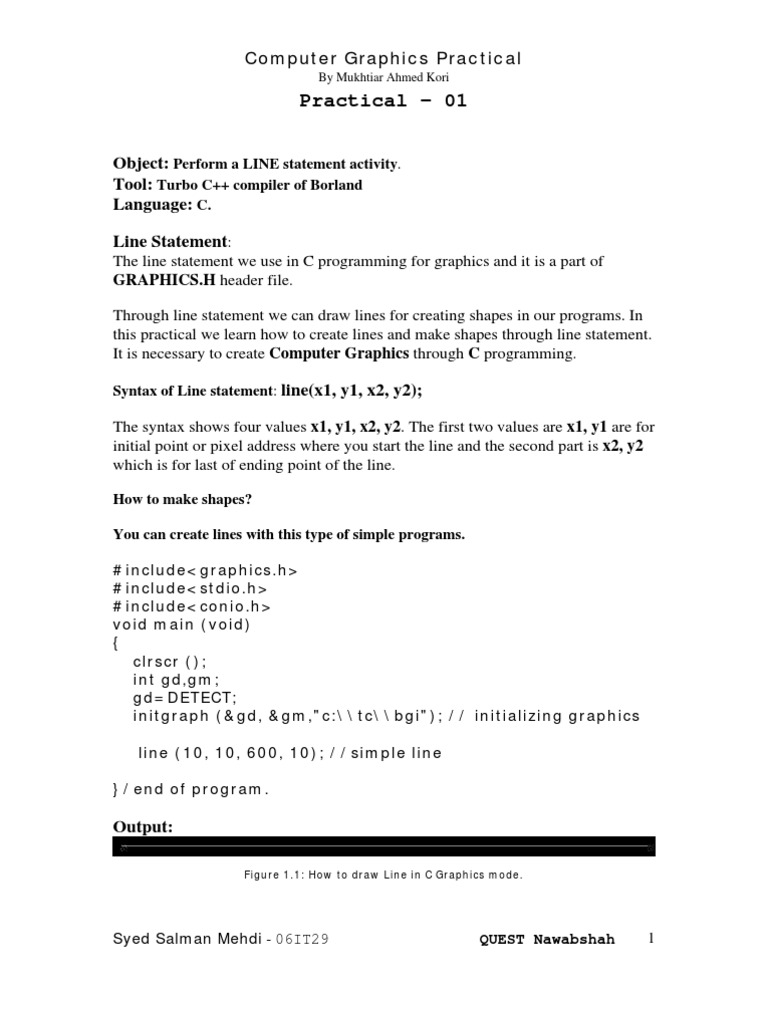 Computer Graphics Subject Practicals: Complete Projects in BSIT | PDF ...