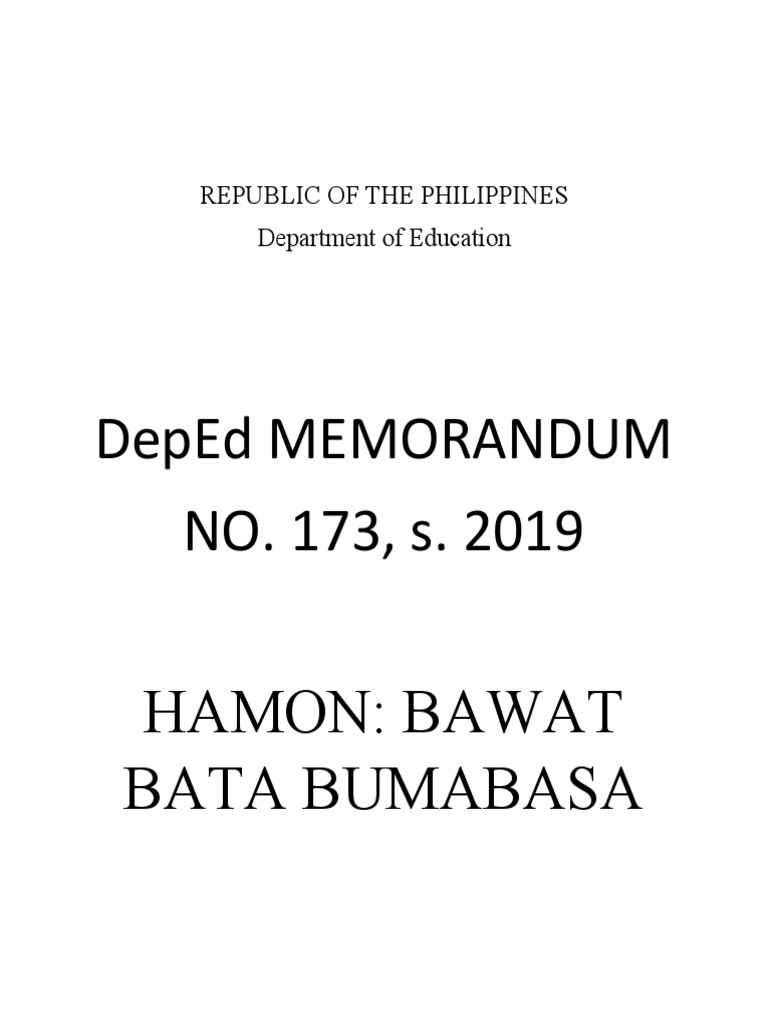 Deped memorandum no 173 s 2019 hamon bawat bata bumabasa pdf