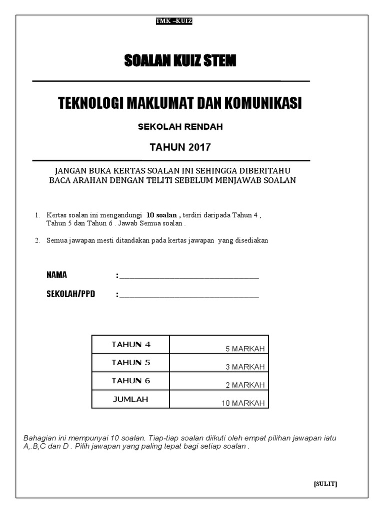 Soalan Kuiz Stem Set 2 Pdf