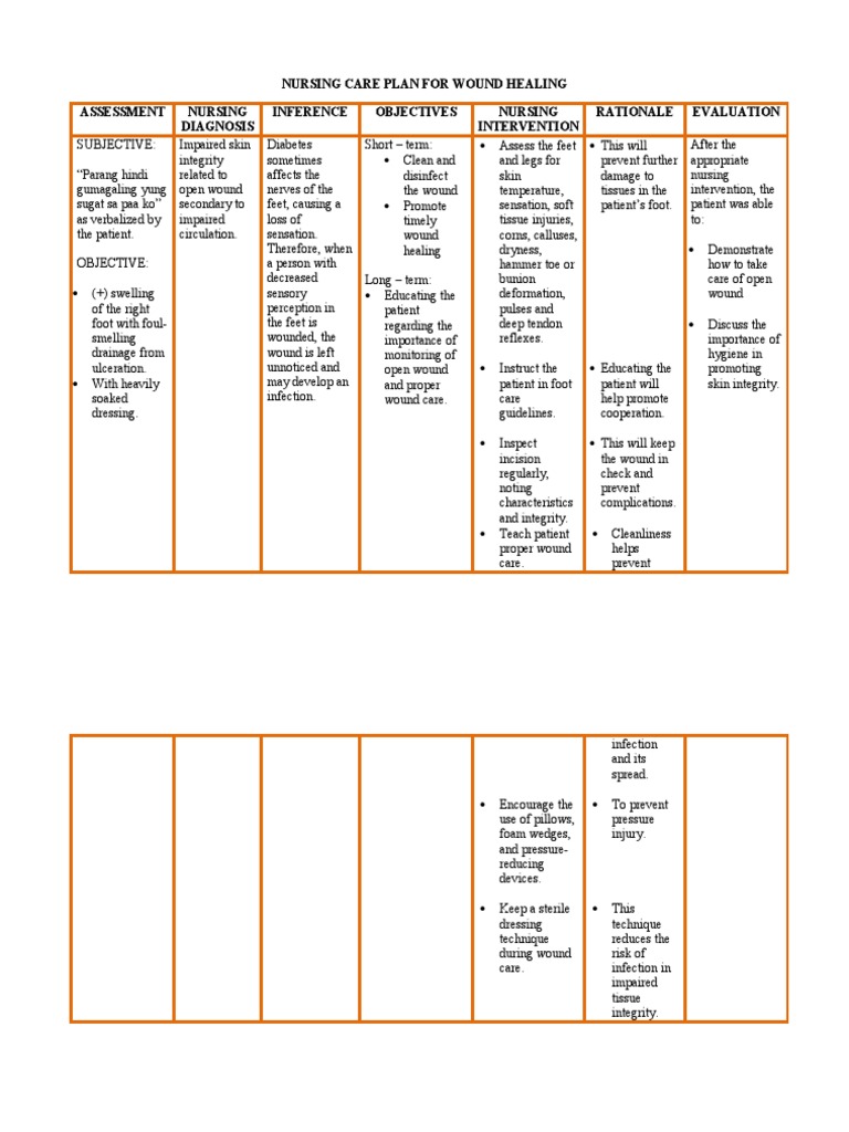 Nursing Care Plan For Wound Healing PDF Wound Epidemiology