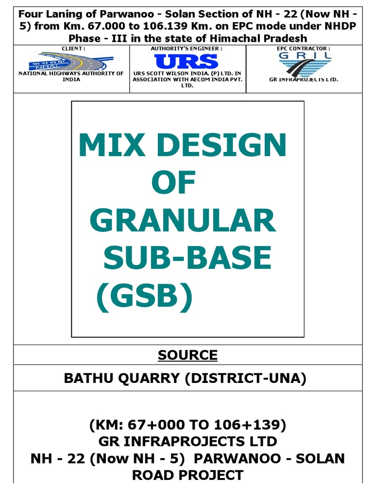 GSB (SOURCE - BATHU UNA QUARRY) Grade - III | PDF | Soil Science ...