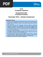 Unit: Computer Systems Assignment Title: Practical Portfolio December 2015 - Sample Assignment