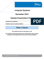 Computer Systems December 2015 Sample Examination Paper: Answer ALL Questions. Clearly Cross Out Surplus Answers