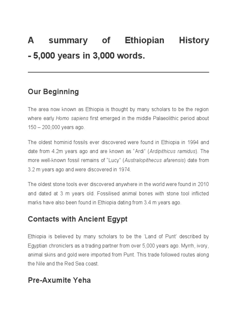Concise Overview of Ethiopian History | PDF | Ethiopia | Unrest