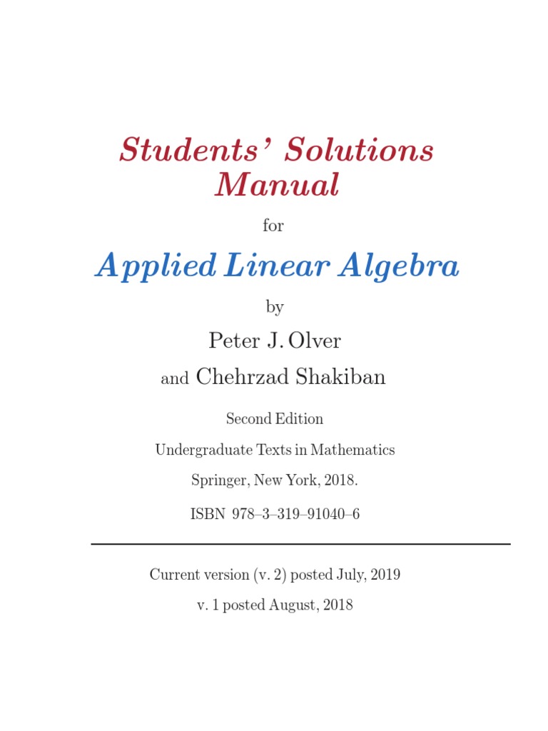 Solutions Manual for Applied Linear Algebra | PDF | Equations