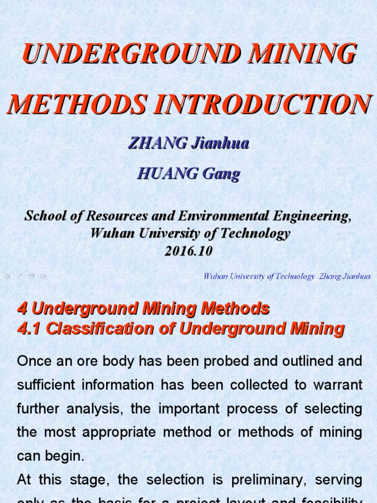 Overview of Underground Mining Methods | PDF | Mining | Materials