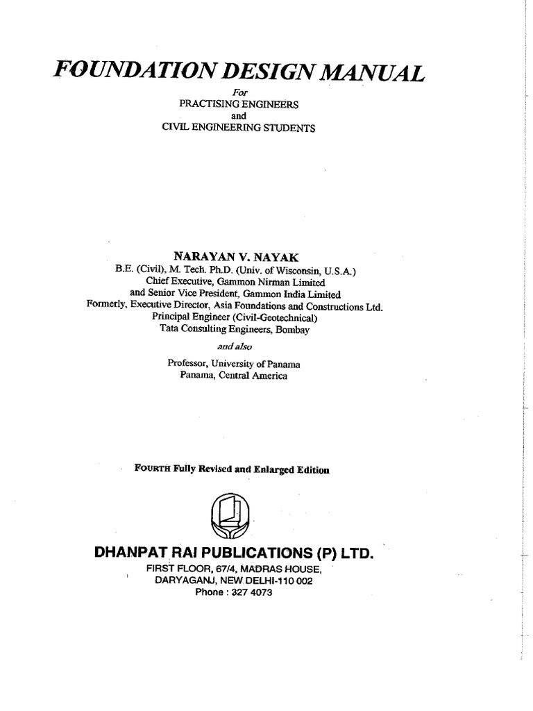 Foundation Design Manual Dhanpatrai Publications (P) Ltd. ' PDF