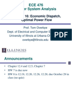 ECE 476 Power System Analysis: Lecture 16: Economic Dispatch, Optimal Power Flow