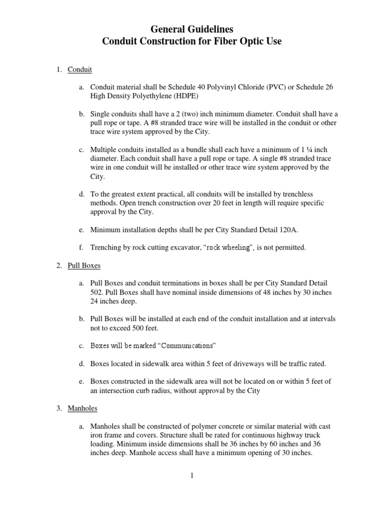 San Leandro General Guideline For Fiber Conduit Construction 15oct2014