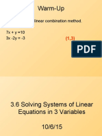 3.6 Solving Systems of Linear Equations in 3 variables