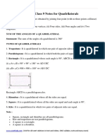 Maths Class 9 Notes For Quadrilaterals PDF
