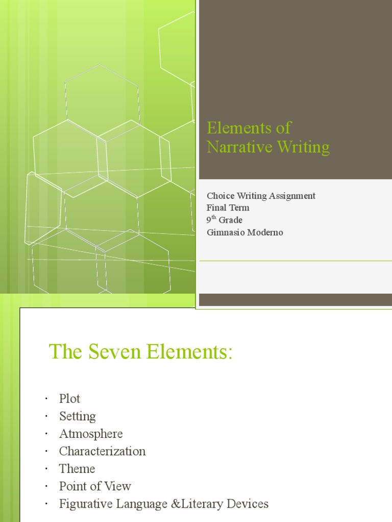 Narrative Writing Elements Guide | PDF | Plot (Narrative) | Narration