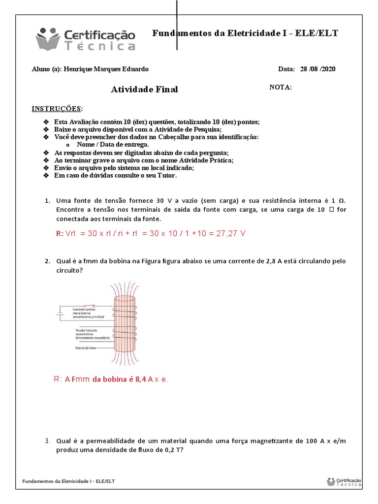 Fundamentos Da Eletricidade I - ELE Final | PDF | Circuitos em Série e ...