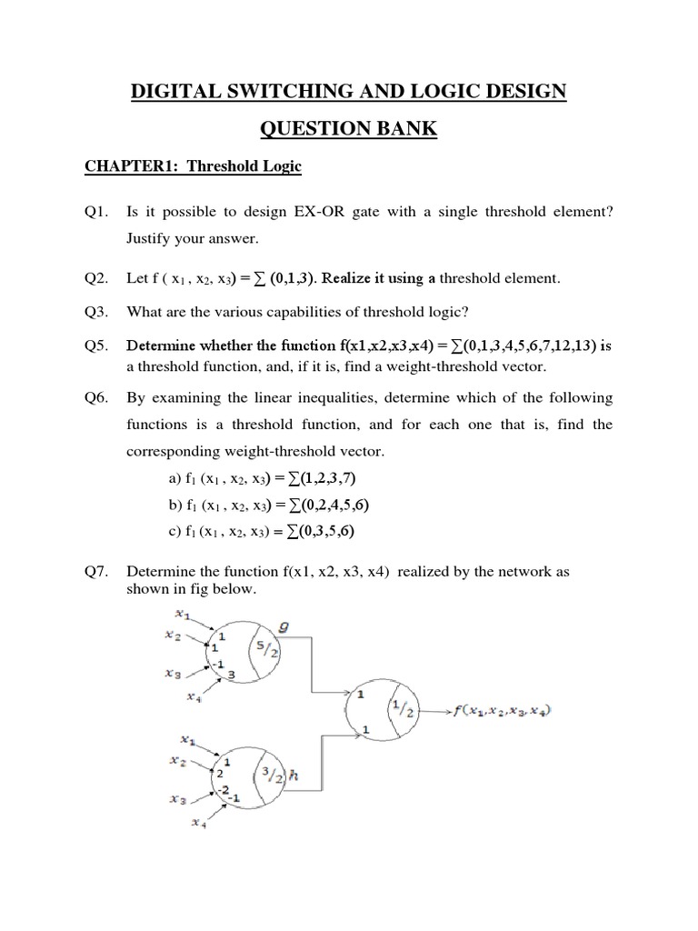 Digital Switching and Logic Design Question Bank PDF