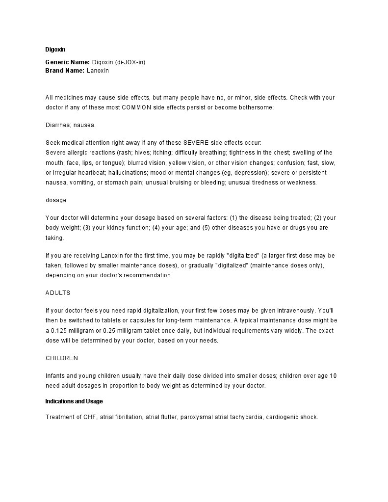 Digoxin PDF Dose (Biochemistry) Chemistry