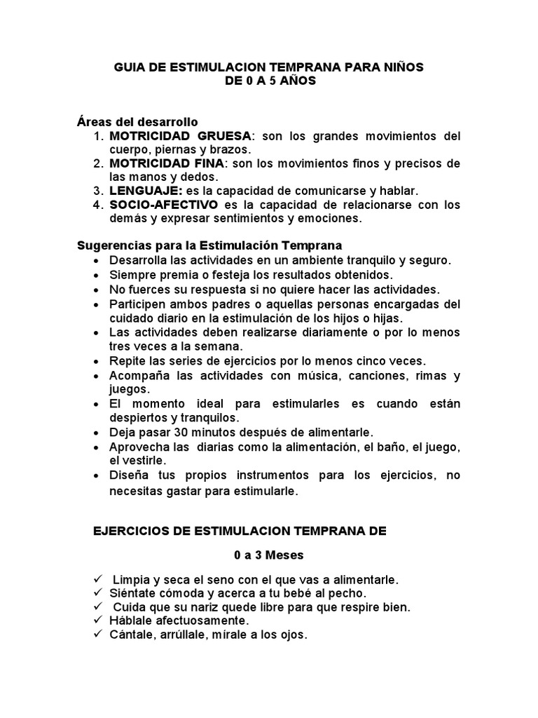 Estimulación Temprana para Niños de 0 a 5 Años | PDF | Mano