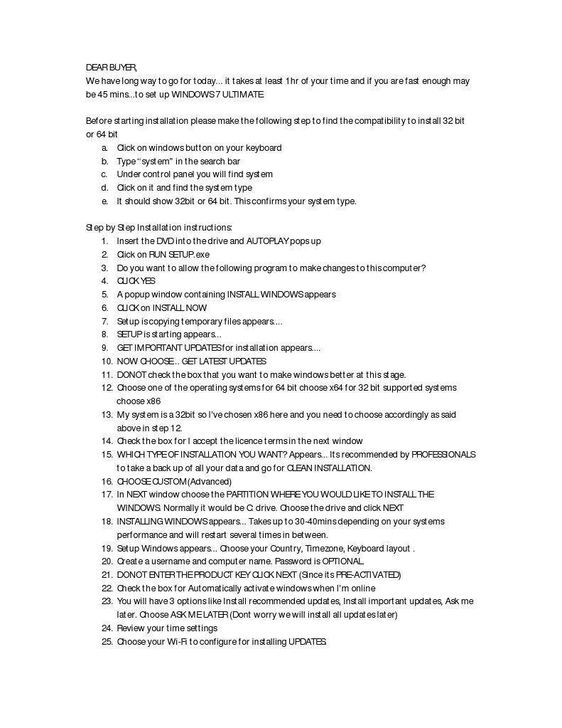Windows 7 Ultimate Installation Guide | PDF | 64 Bit Computing ...