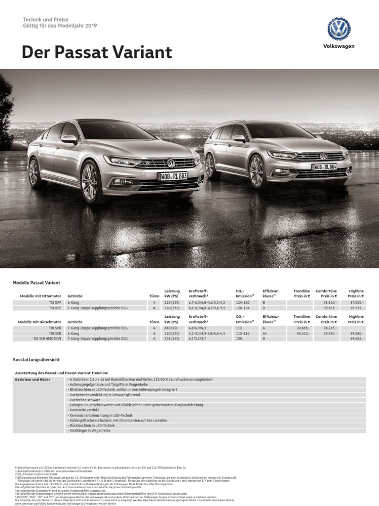 Passat Passat Variant Preisliste PDF PDF