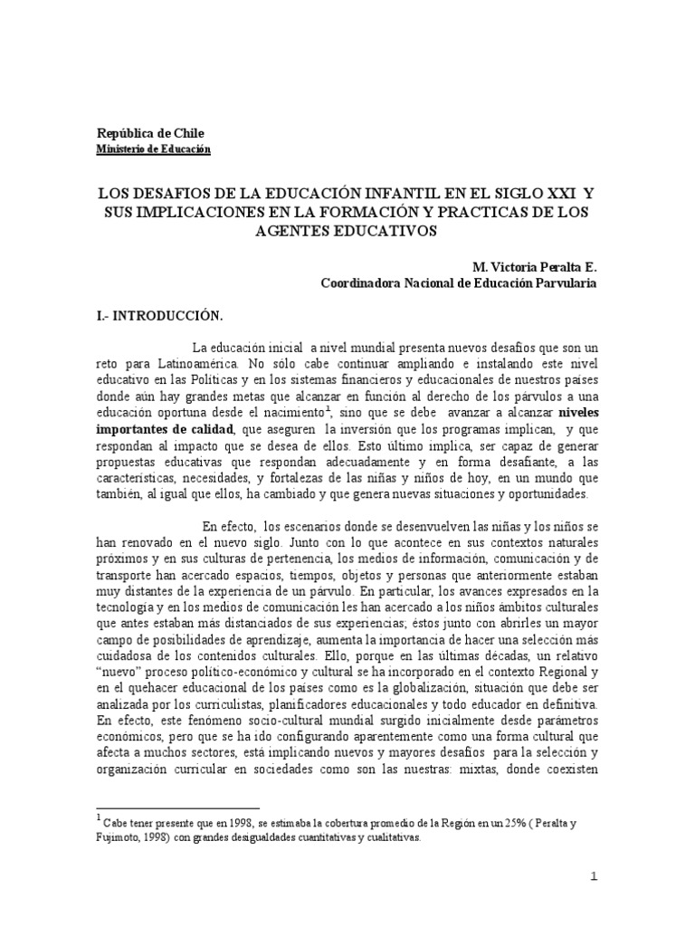 Los Desafios de La Educacion Infantil en El Siglo Xxi y Sus ...