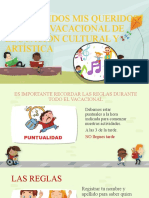 Bienvenida niños al vacacional de educación cultural y artística