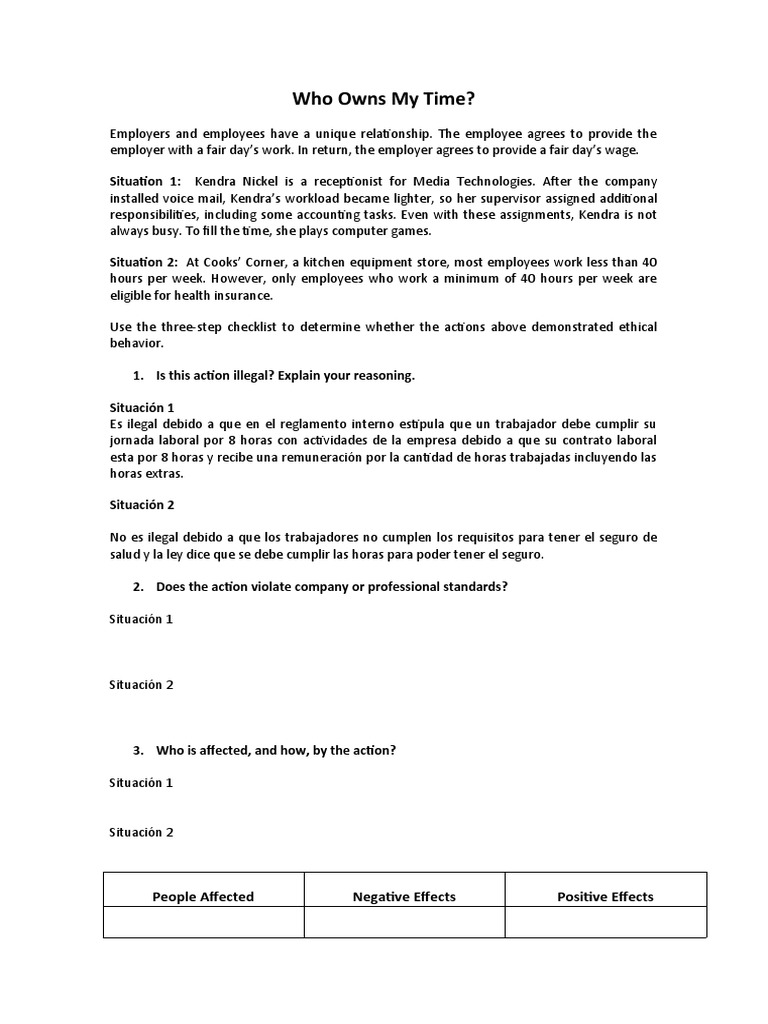 Workplace Ethics and Time Ownership | PDF