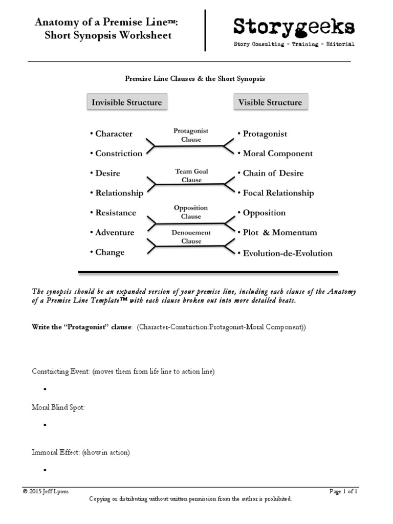 Anatomy of A Premise Line: Short Synopsis Worksheet | PDF