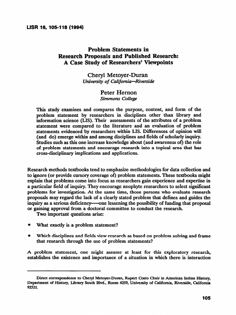 Problem Statements in Research Proposals | PDF | Question | Sociology