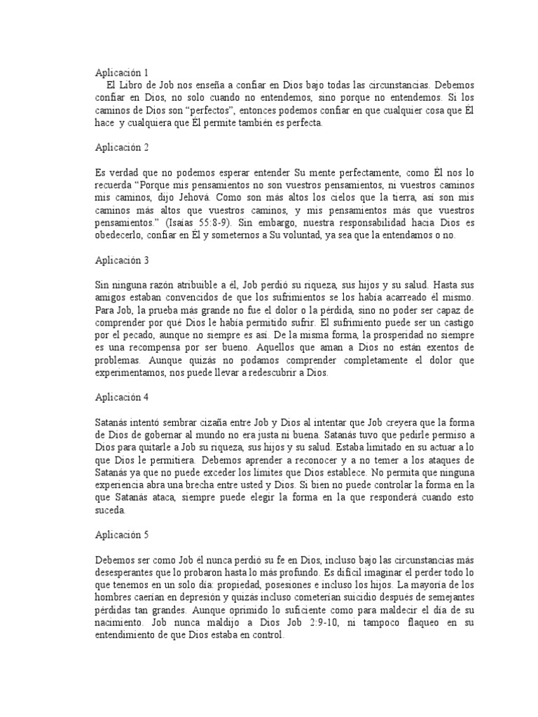 Aplicaciónes de Job | PDF | Libro de trabajo | Dios