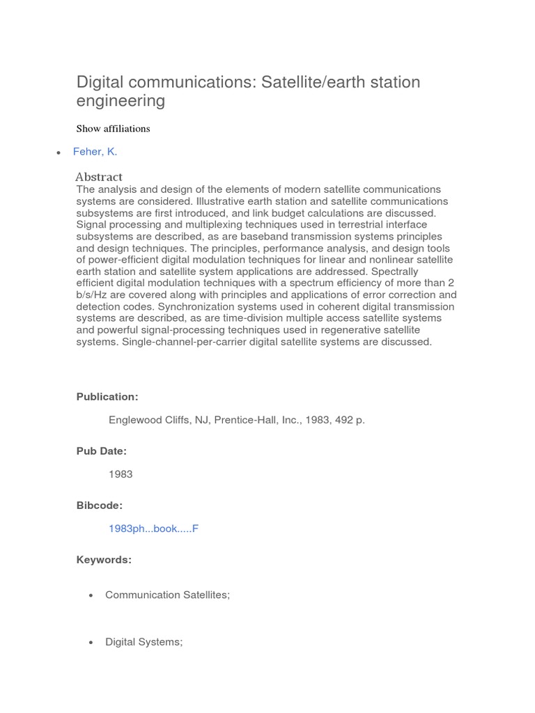 Satellite Communications Engineering Guide | PDF