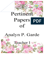 Pertinent Papers of Analyn P. Garde, Teacher I at Rajah Muda Elementary School