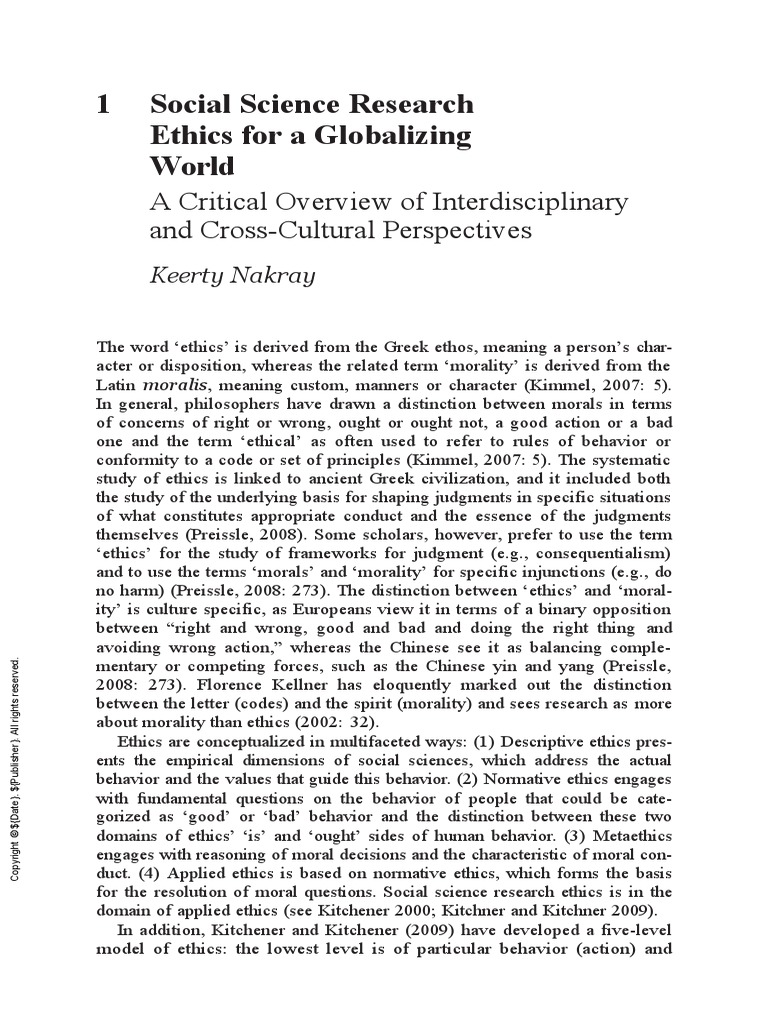 1 Social Science Research Ethics For A Globalizing World | PDF | Virtue ...