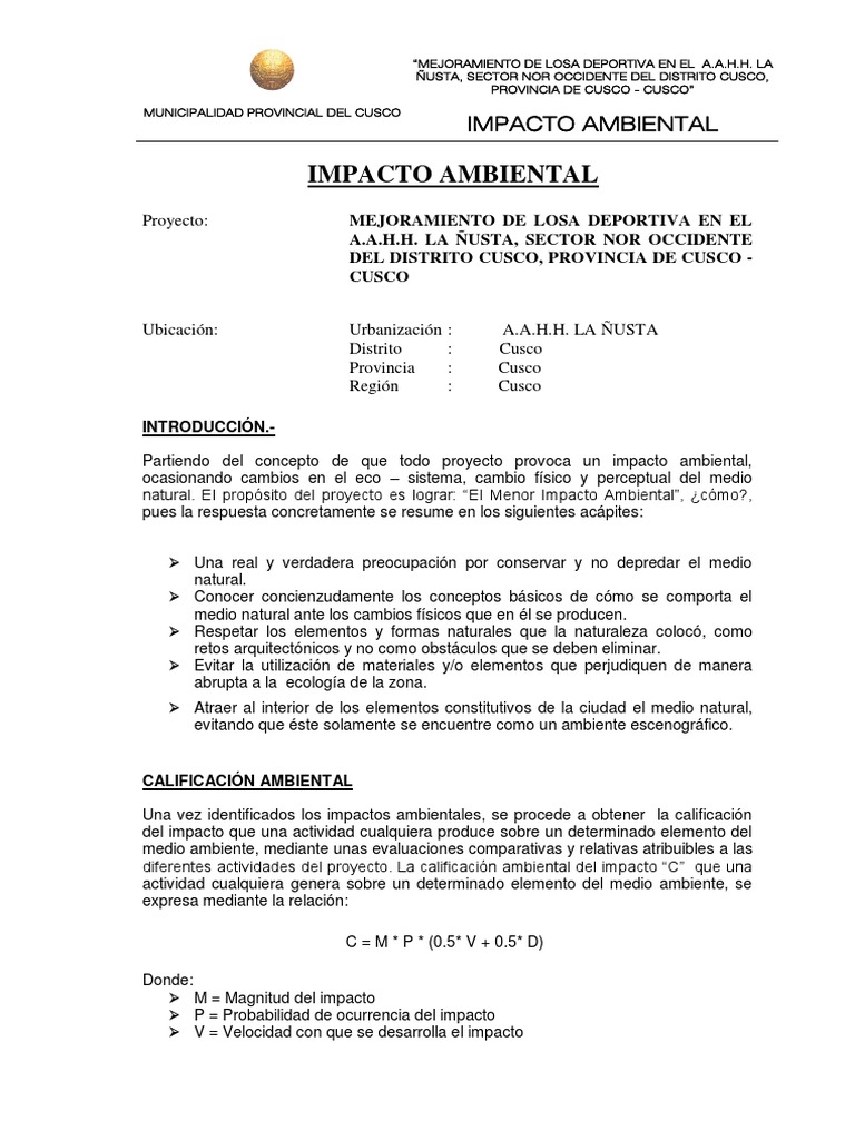 Impacto Ambiental | PDF | Residuos | Entorno natural