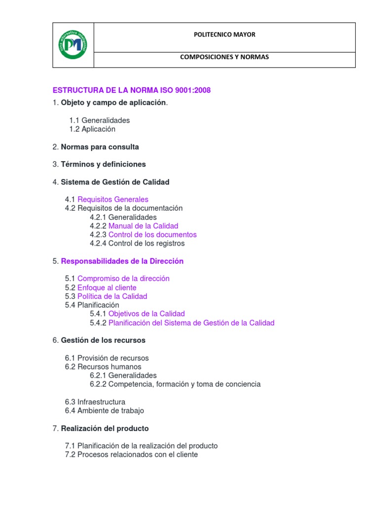 Estructura de la norma ISO 9001:2008 | PDF | Gestión de la calidad ...