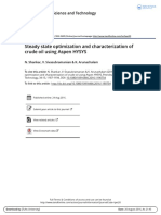 Steady State Optimization and Characterization of Crude Oil Using Aspen HYSYS