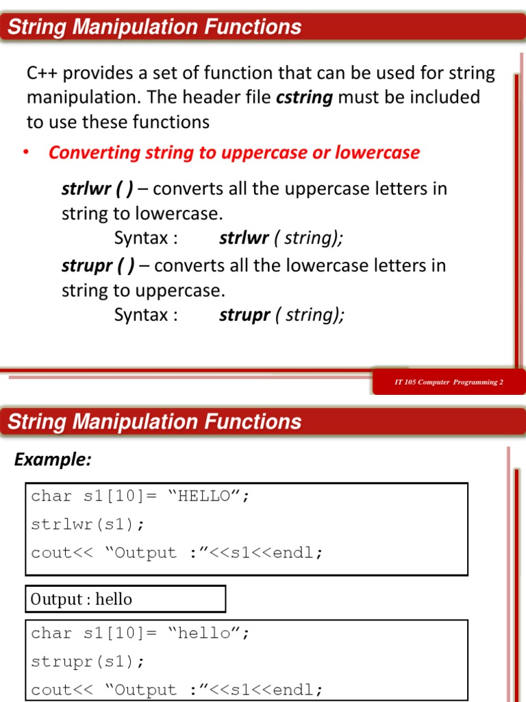 String Manipulation Functions | PDF | String (Computer Science) | Notation