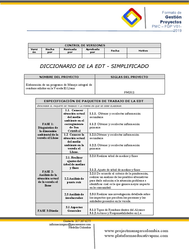 Diccionario de La EDT - Simplificado | PDF | Business | Science