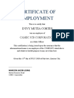 CERTIFICATE OF EMPLOYMENT Cortes