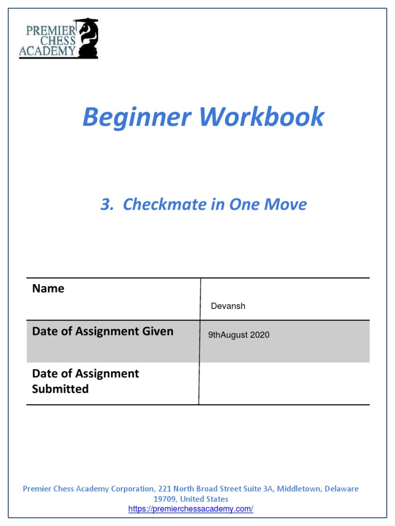 Checkmate Possibilities in One Move: A Beginner Workbook from Premier ...