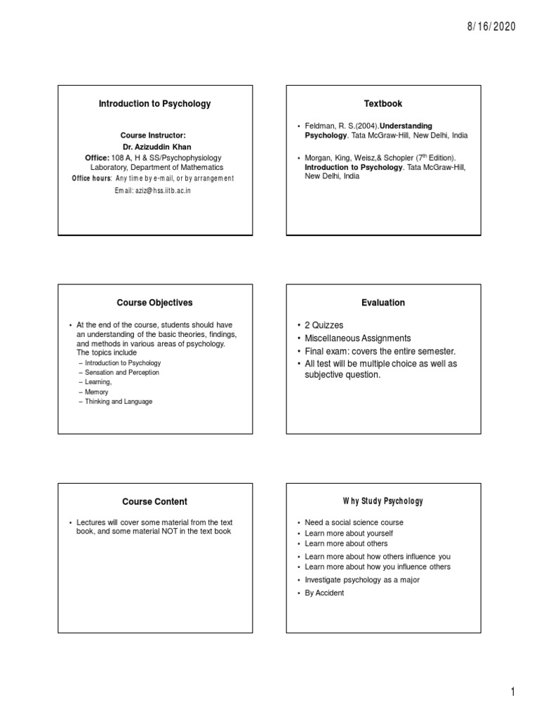 Introduction to Psychology Course Overview | PDF | Scientific Method ...